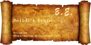 Bellák Ervin névjegykártya
